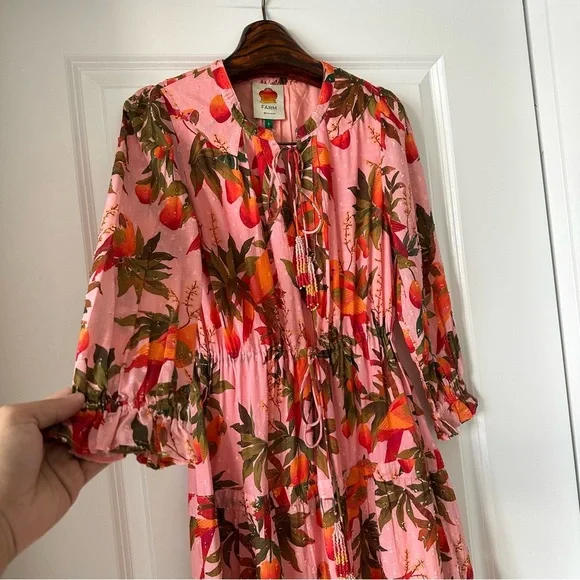 Farm Rio Mixed Mango Trees Midi Dress